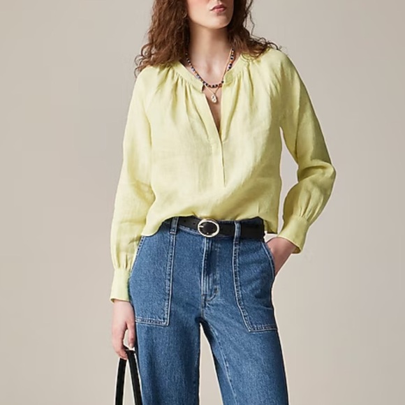 NWT J.Crew Cabana Linen Top Yellow 2X - Picture 3 of 7